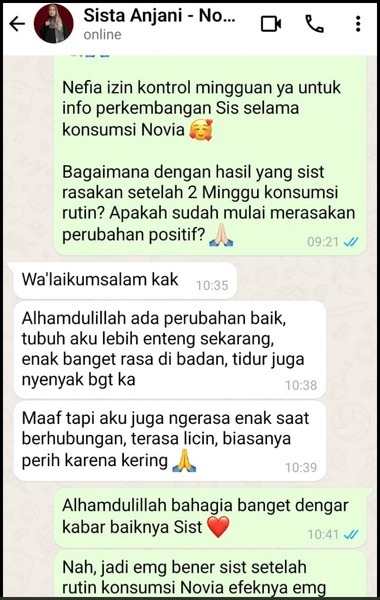 Testimoni pengguna Novia
